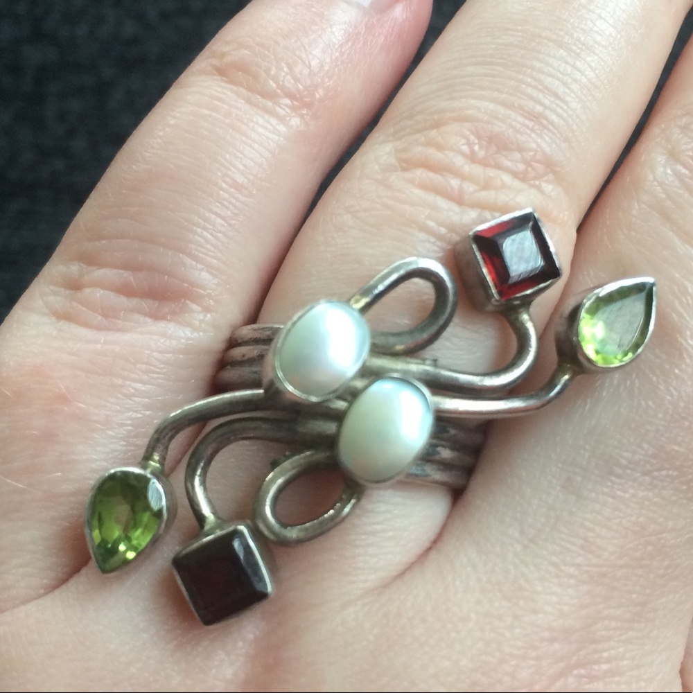 Genuine Silver Ring With Multicolored Stones - image 1